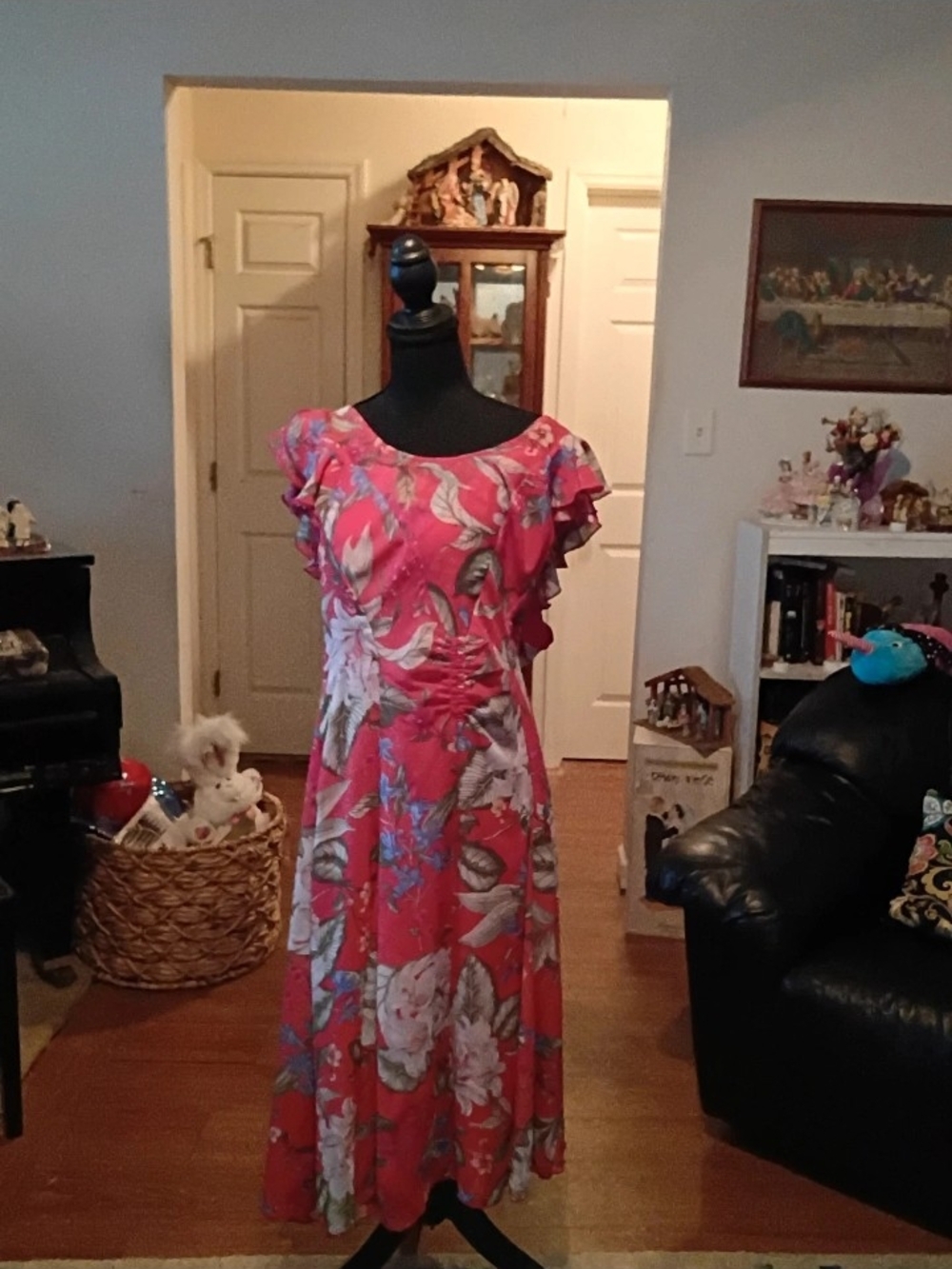 Shelby & Palmer Pink Floral Maxi Dress with Ruffle Sleeves